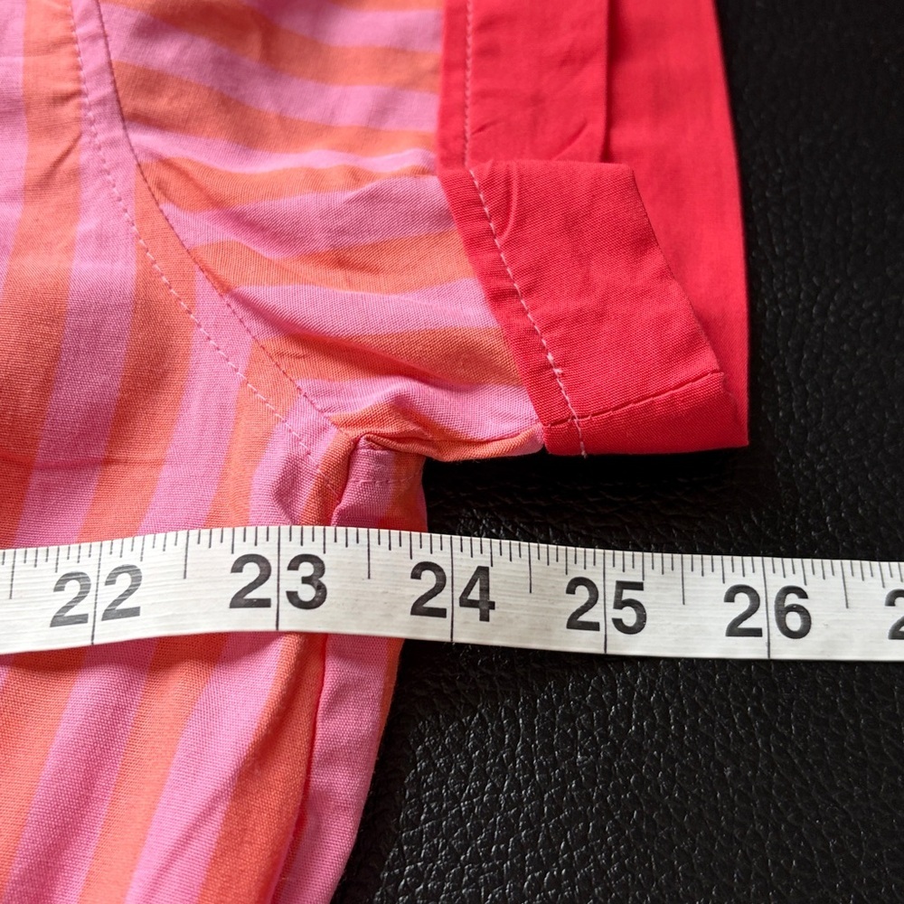 Anthropologie Maeve Short Sleeve Monogram Cropped Top Pink Rose Shirt Sz L NEW - Picture 12 of 13